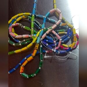 2-4-10$ Paper bead necklaces,  lot of 7!